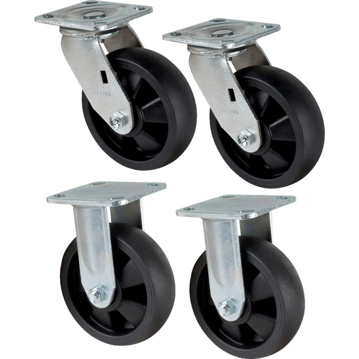 Caster-Rigid/Swivel, 6" Nylon 2400Lb. Cap 4/Set