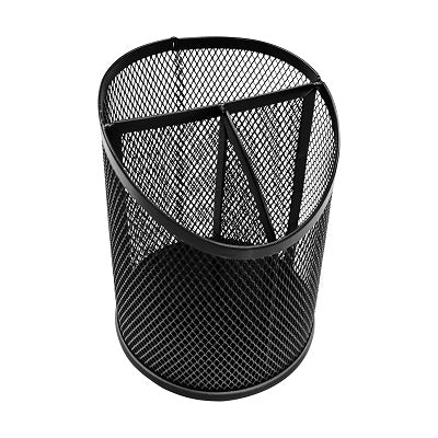 Pencil Cup-Mesh, 3-Compartment Black