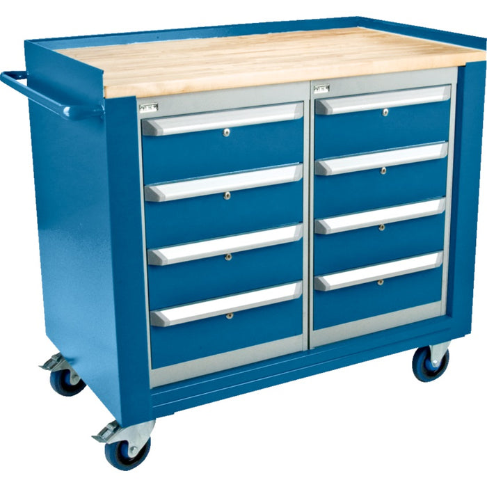 Work Bench-Industrial Duty, 8 Drawer, Wood Surface