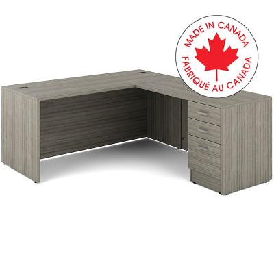 Workstation-Newland L Shaped Desk 66X78 Noce Grigio