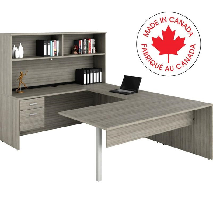 Workstation-Newland U Shaped Suite 72X102 Noce Grigio