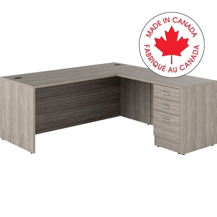 Workstation-Newland L Shaped Desk 72X72 Noce Grigio