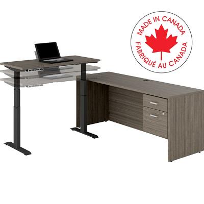 Workstation-Newland L Suit W/Height Adjust. 96X46 Acajou