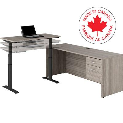 Workstation-Newland L Suit W/Height Adjust 96X46 Noce Grigio