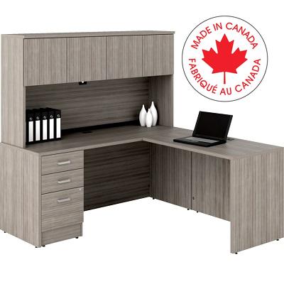 Workstation-Newland L Shaped Desk 66X66 Noce Grigio