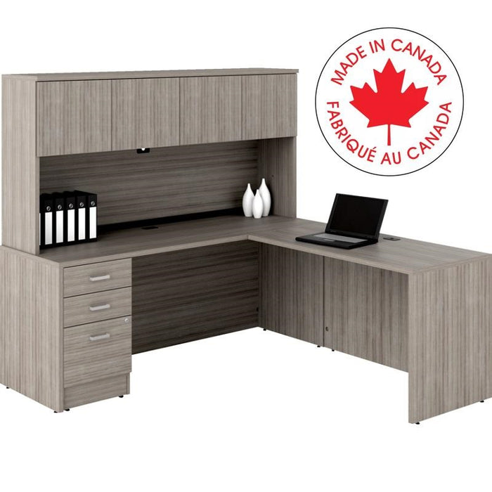 Workstation-Newland L Shaped 72X72 Noce Grigio