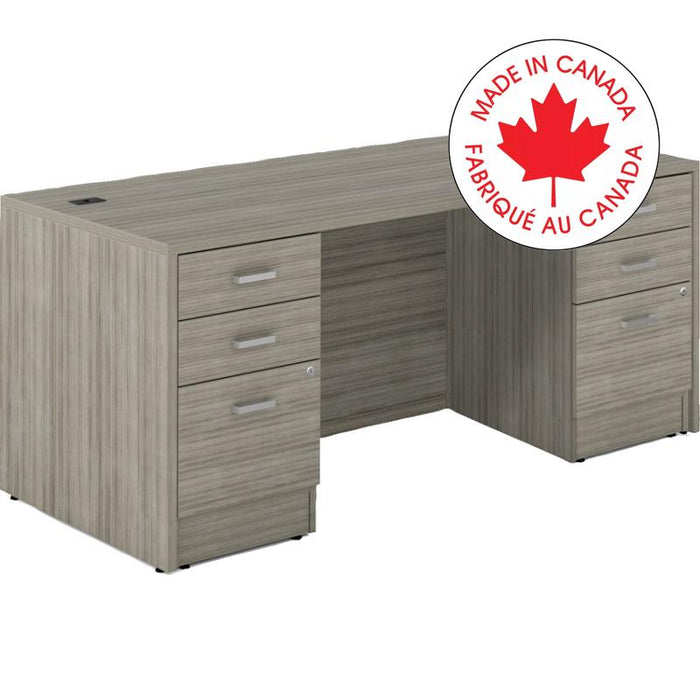 Desk-Newland Double Pedestal, Box/Box/File 72X30" Grigio