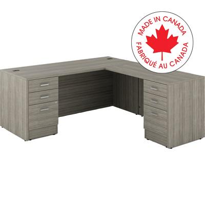 Workstation-Newland L Shaped Desk 72X78 Noce Grigio