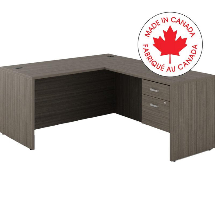 Workstation-Newland L Shaped Desk Bx/Fl 60X72 Acajou
