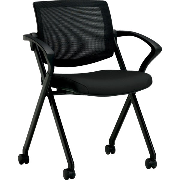 Chair-Guest, Mesh Gennex, Dual Wheel With Arms, Black