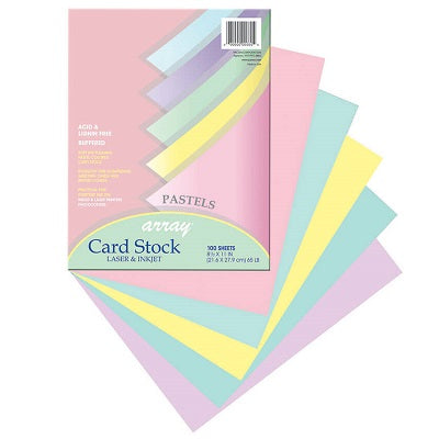 Card Stock-Pacon Letter 65# Assorted Pastel 100/Pk