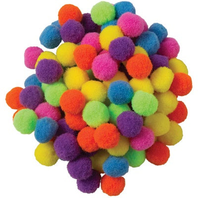 Pom Poms-Hot Colours 1/2" Assorted 100/Pk