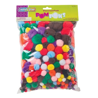 Pom Poms-Classroom Pack Assorted Sizes &  Colours 5Oz.
