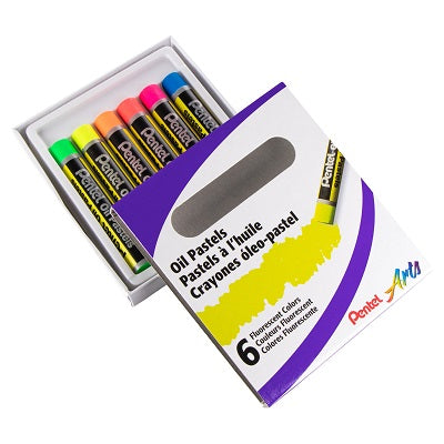 Pastels-Oil Pentel Arts, Fluorescent Colours 6/Pk