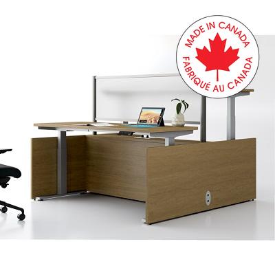 Workstation-Powerwall, 2 Person Height Adjust 60X72 Sesame