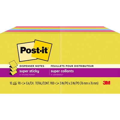 Notes-Post-It, Pop-Up 3X3 Super Sticky, Summer Joy 10/Pack