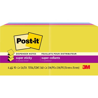 Notes-Post-It, Pop-Up 3X3 Super Sticky, Summer Joy 6/Pack