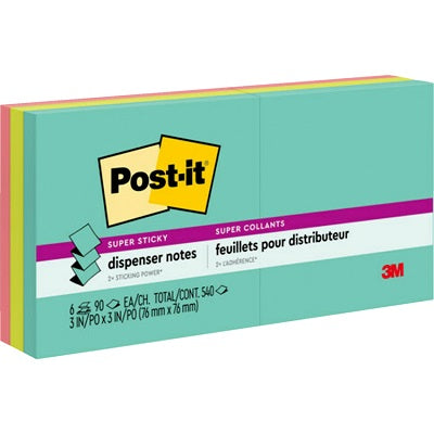 Notes-Post-It, Pop-Up 3X3 Super Sticky, Supernova Neon 6/Pk
