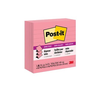 Notes-Post-It, Pop-Up 4X4 Super Sticky,  Neon Pink 5/Pack