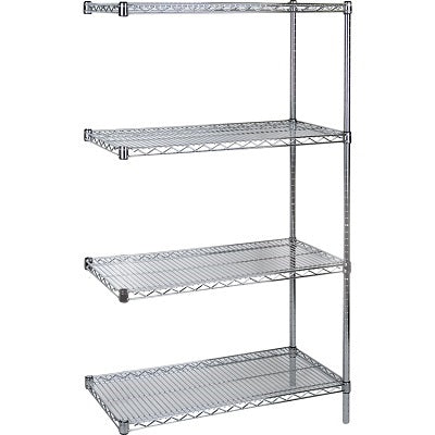 Shelving-Wire Add-On Kit, 4 Tier 36"W X 24"D X 63"H Chromate