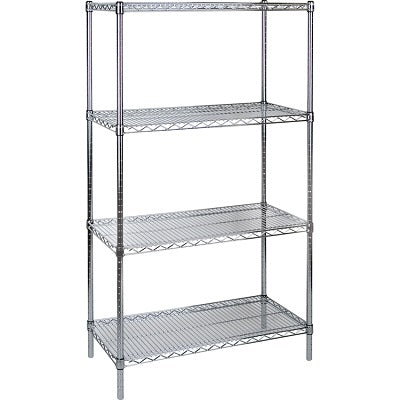 Shelving-Wire Heavy-Duty, 4 Tier 72"W X 24"D X 63"H Chromate