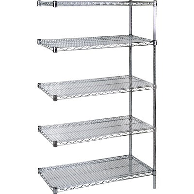 Shelving-Wire Add-On Kit, 5 Tier 60"W X 24"D X 74"H Chromate