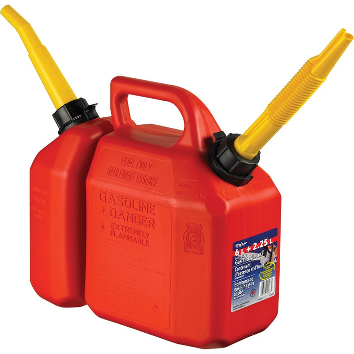 Jerry Can-Gasoline/Oil Combo, 1.58Gal/6L,  0.59Gal/2.25L Red