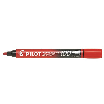 Marker-Permanent, Pilot 100, Bullet Tip, Red 12/Bx