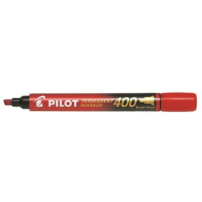 Marker-Permanent, Pilot 400, Chisel Tip, Red 12/Bx