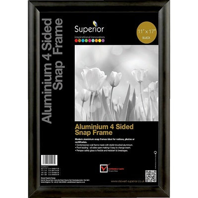 Sign Holder-Snap Frame, 11X17 Aluminium Black
