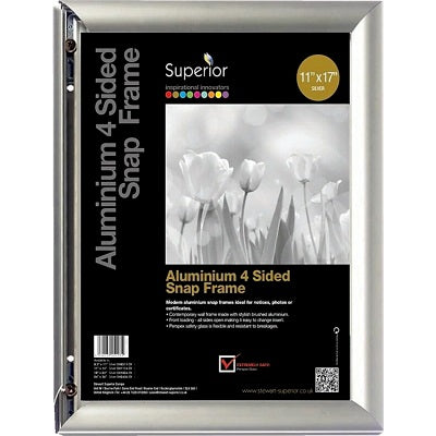 Sign Holder-Snap Frame, 11X17 Aluminium Silver