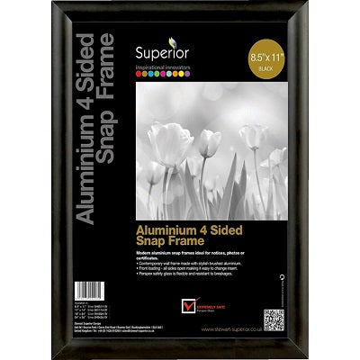 Sign Holder-Snap Frame, 8.5X11 Aluminium Black
