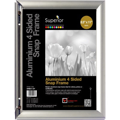 Sign Holder-Snap Frame, 8.5X11 Aluminium Silver