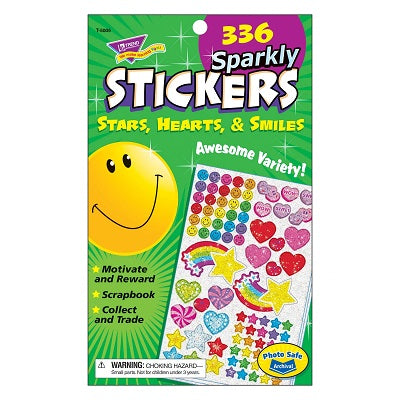 Stickers-Variety Pack, Sparkly Stars, Hearts, & Smiles