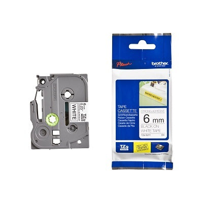 Tape-P-Touch Tz Laminated, 6Mm Black On White
