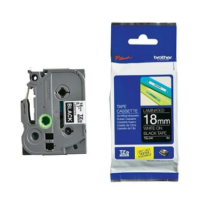 Tape-P-Touch Tz Laminated, 18Mm White On Black