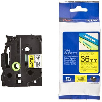 Tape-P-Touch Tz Laminated, 36Mm Black On Yellow