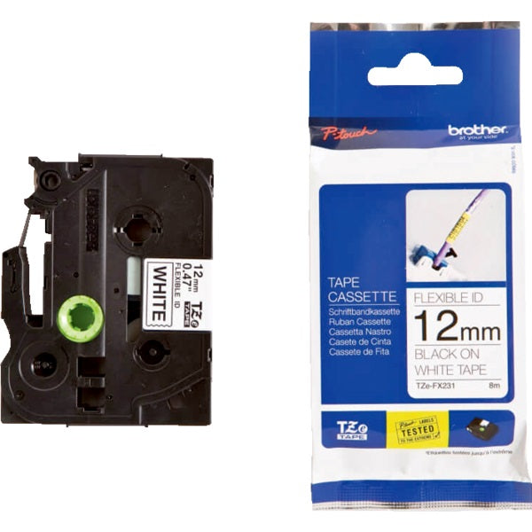 Tape-P-Touch Tz Flexible Id 12Mm, Black On White