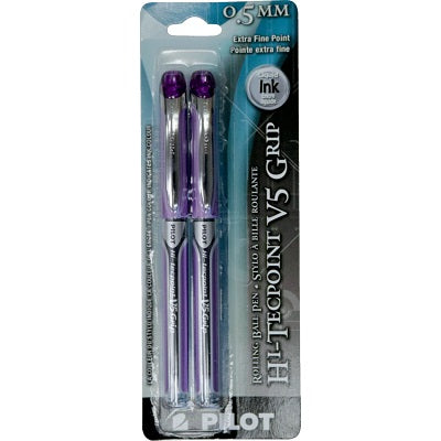 Pen-Roller, Hi-Tecpoint Grip Liquid Ink, 0.5Mm Purple 2/Pk