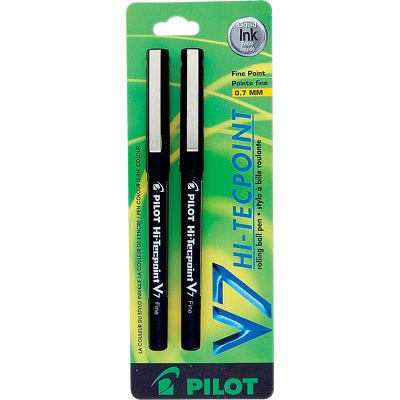 Pen-Roller, Hi-Tecpoint Liquid Ink, 0.7Mm Black 2/Pk