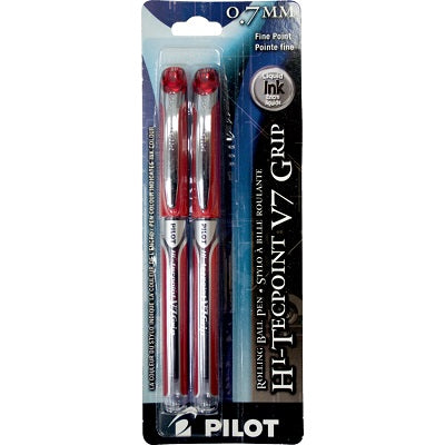Pen-Roller, Hi-Tecpoint Grip Liquid Ink, 0.7Mm Red 2/Pk