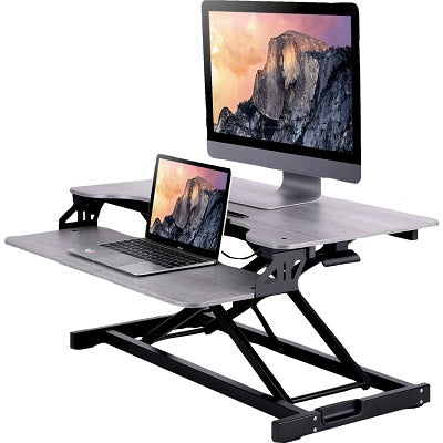 Sit Stand Workstation-Adjustable Riser Hi-Lift 32" Wide Grey