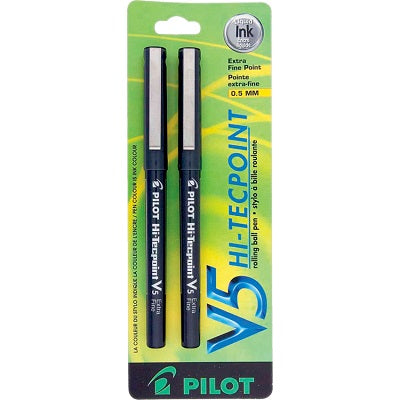 Pen-Roller, Hi-Tecpoint Liquid Ink, 0.5Mm Black 2/Pk