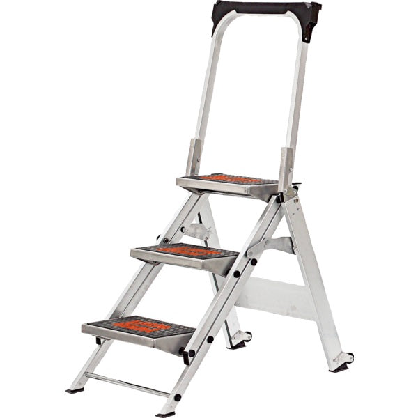 Ladder-Safety, Aluminum, 3 Step With Bar & Tray