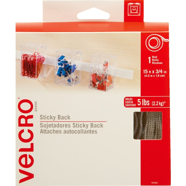 Velcro- 3/4"X15' Strip, White Self-Adhesive