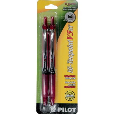 Pen-Retractable, Hi-Tecpoint Rt Roller, 0.5Mm Red 2/Pk