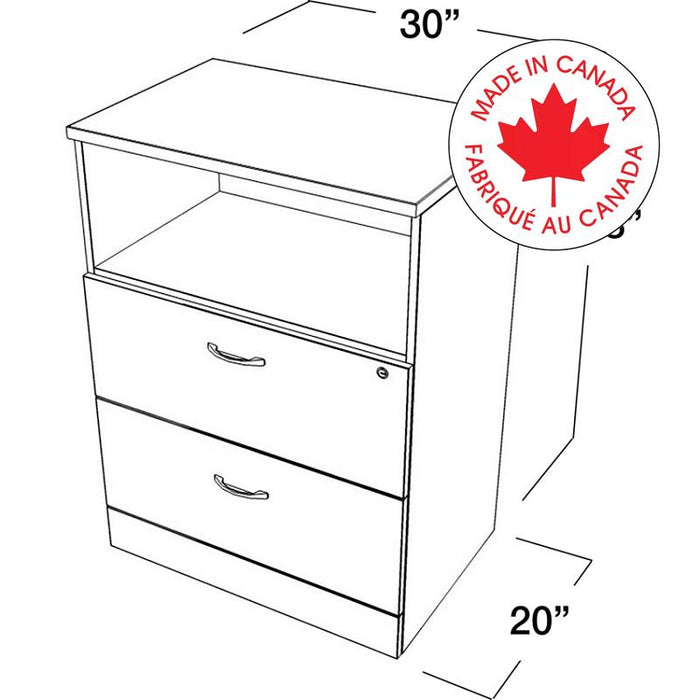 File Cabinet-Zira File And Shelf Unit Acajou/Designer White