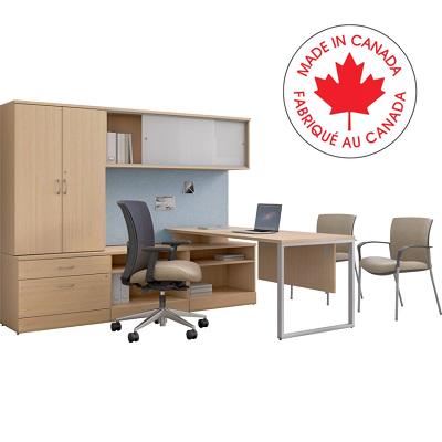 Workstation-Zira L Shaped Suite 90L" X 56D" X 72H" Maple