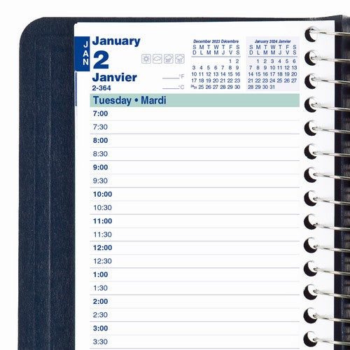 Blueline Essential Daily Pocket Planner 2024 6" x 3-1/2" ,Bilingual, Blue (C1501.82BT)