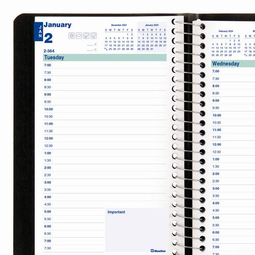 Blueline Essential Daily Planner 2024, English Black (C1504.81T) (FREE SHIPPING)